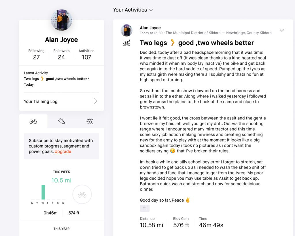 Alan Joyce - Strava -Curragh Ride
